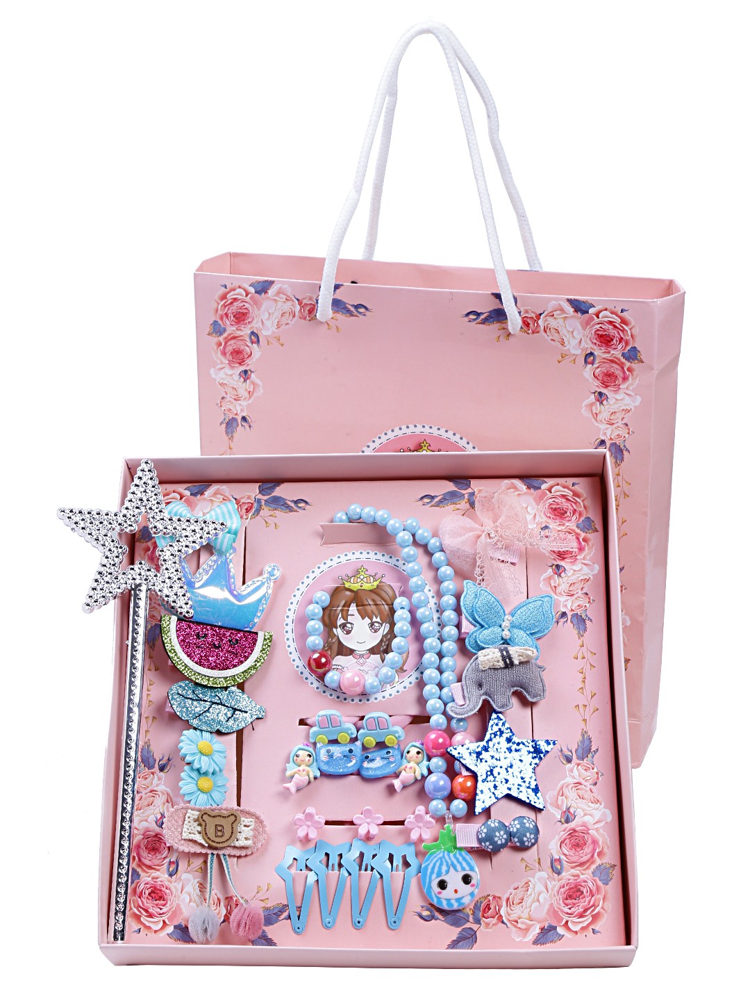 

Yellow Chimes Girls 28 pieces Gift Set of Hair Accessories and Jewellery, Blue