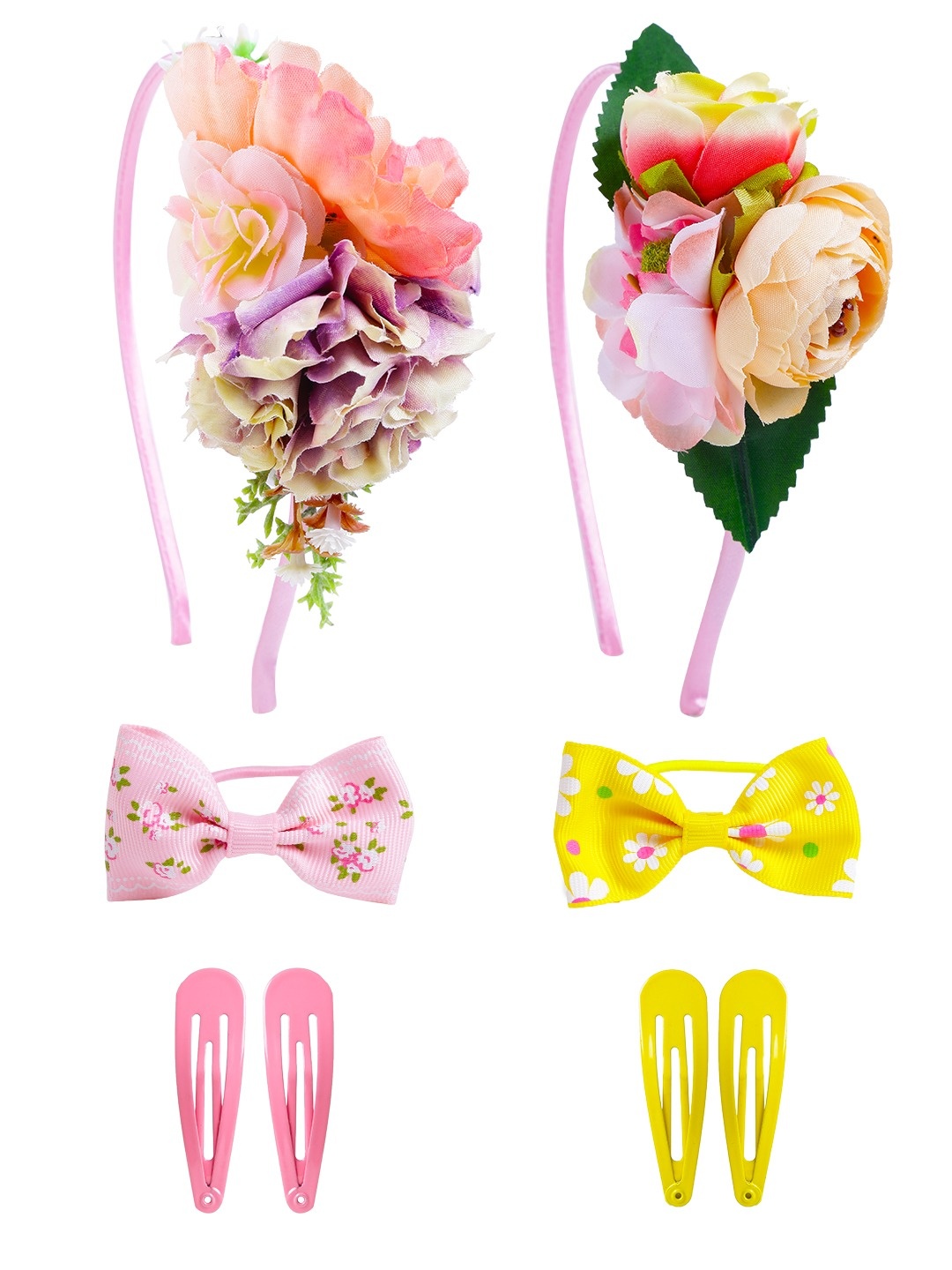 

Yellow Chimes Girls Multicoloured Set of 6 Lace Hair Accessory Set, Multi