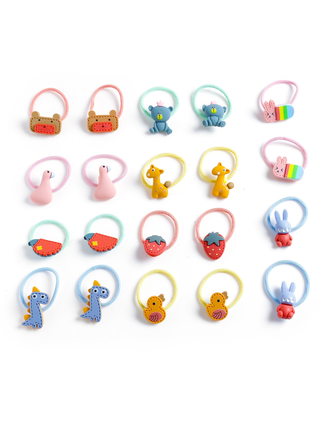 

Yellow Chimes Girls Set of 20 Embellished Ponytail Holders, Blue