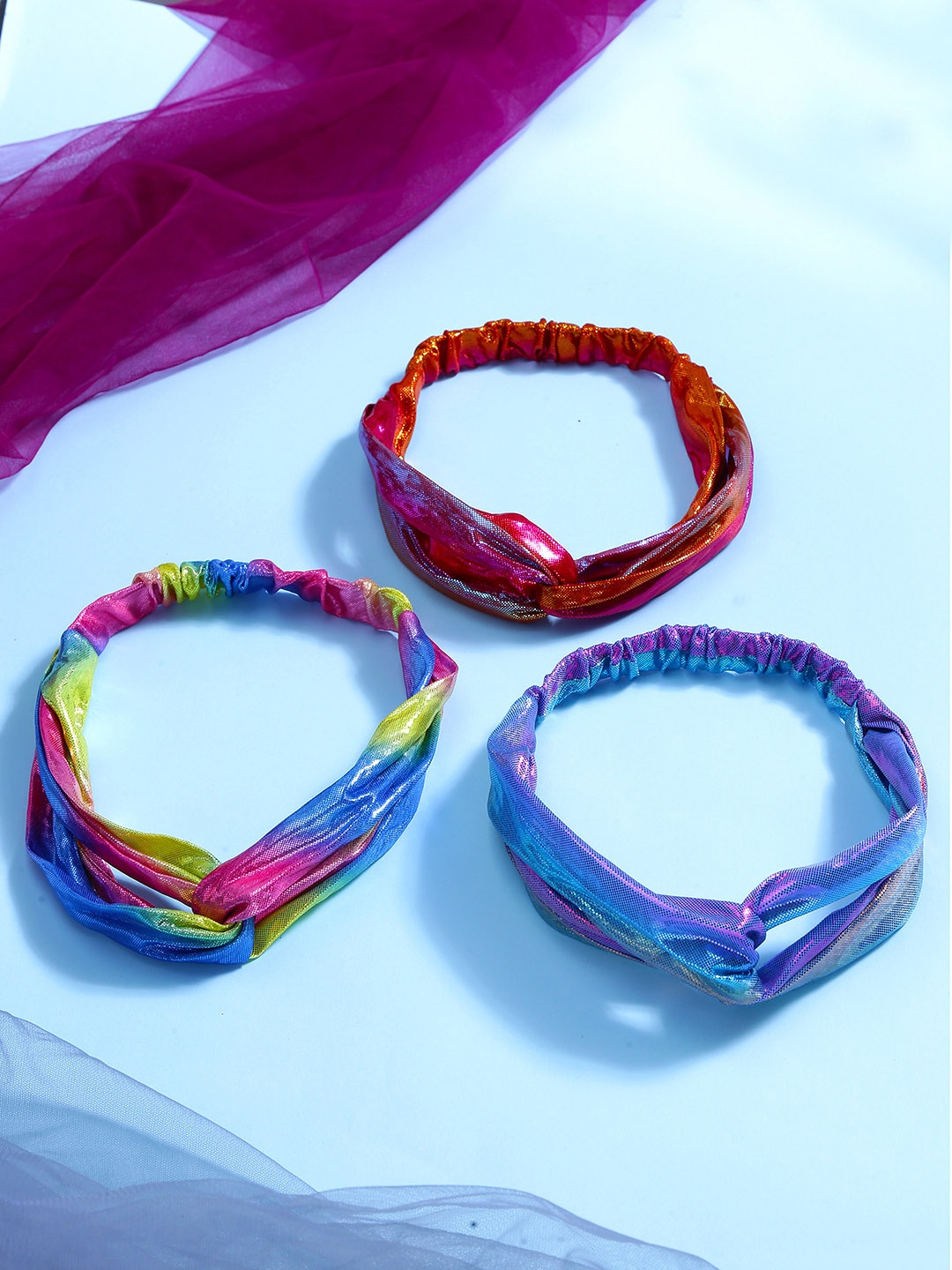

Yellow Chimes Girls Multicoloured Set of 3 Hairband, Multi