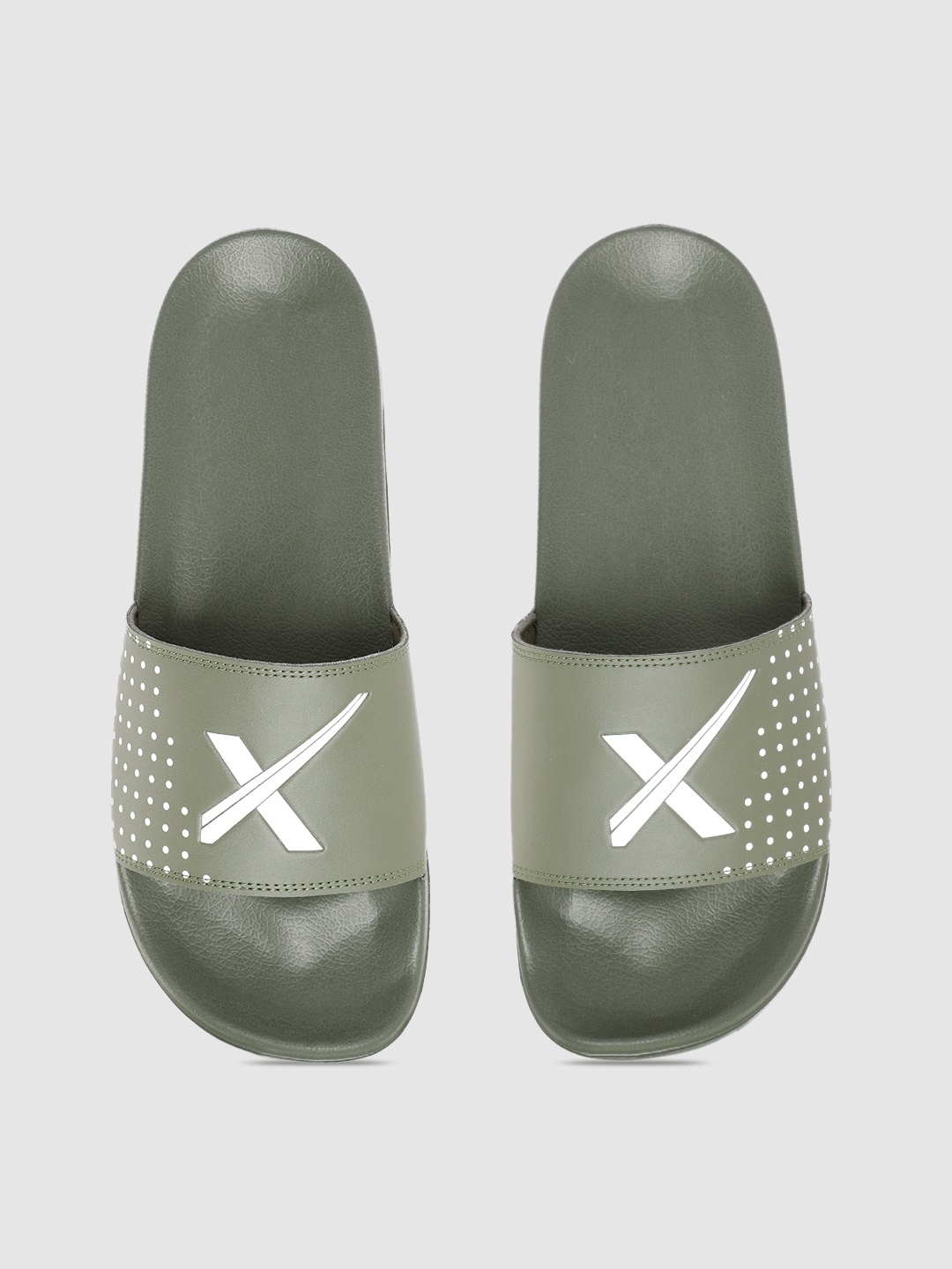 

HRX by Hrithik Roshan Men Olive Green & White Brand Logo Print Comfort Sliders