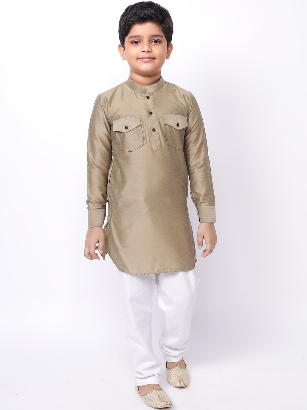 

NAMASKAR Boys Taupe Pathani Kurta