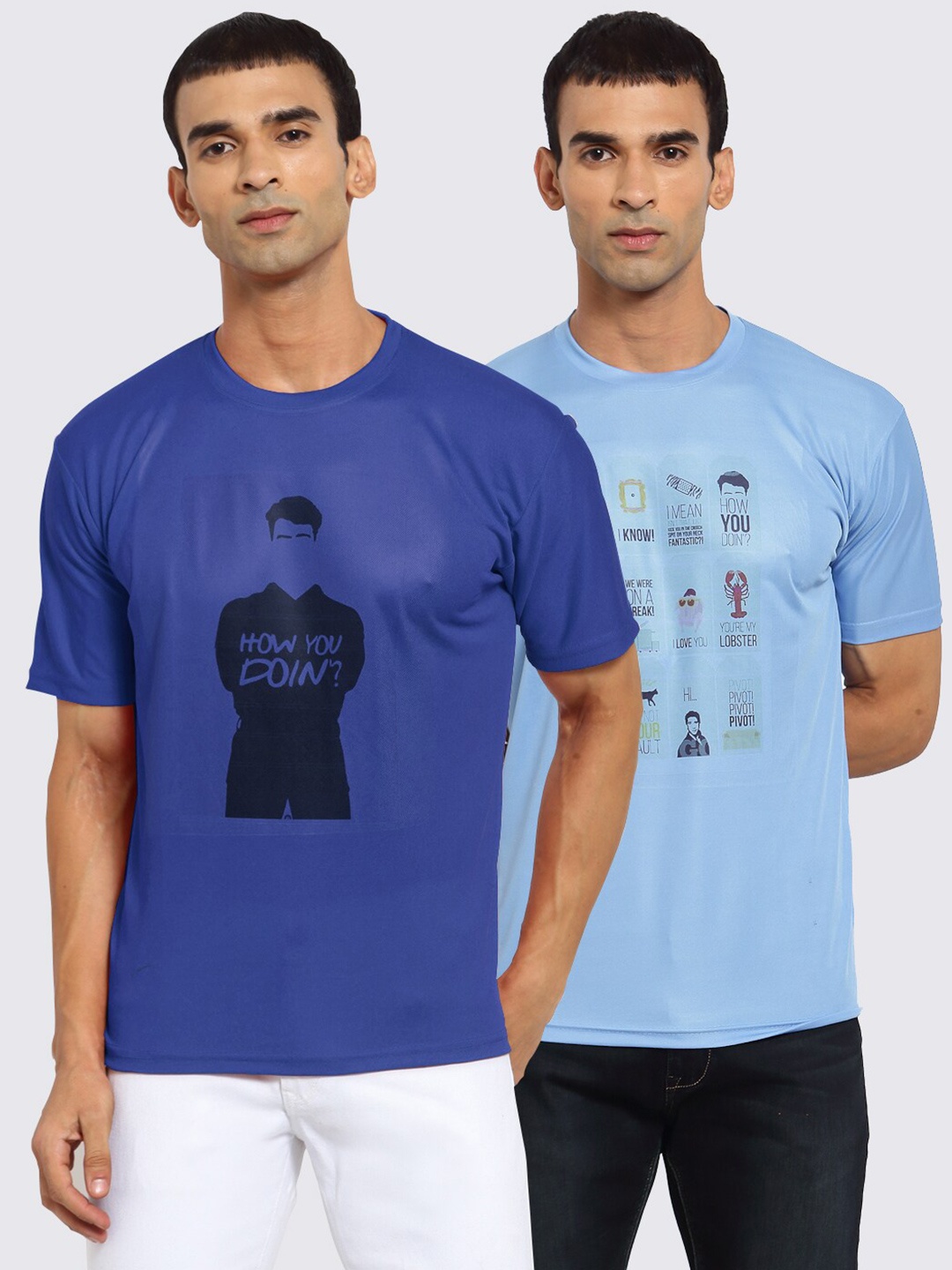 KLOTTHE Men Set of 2 Printed T-shirts, Blue