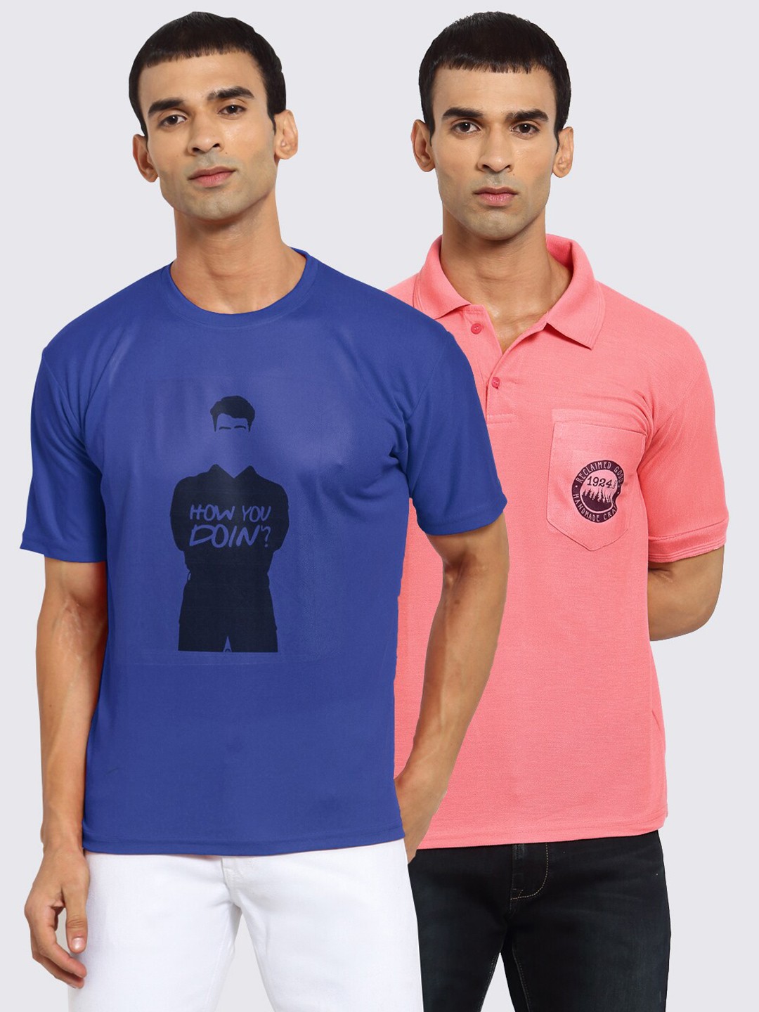

KLOTTHE Men Pack of 2 Printed T-shirts, Blue