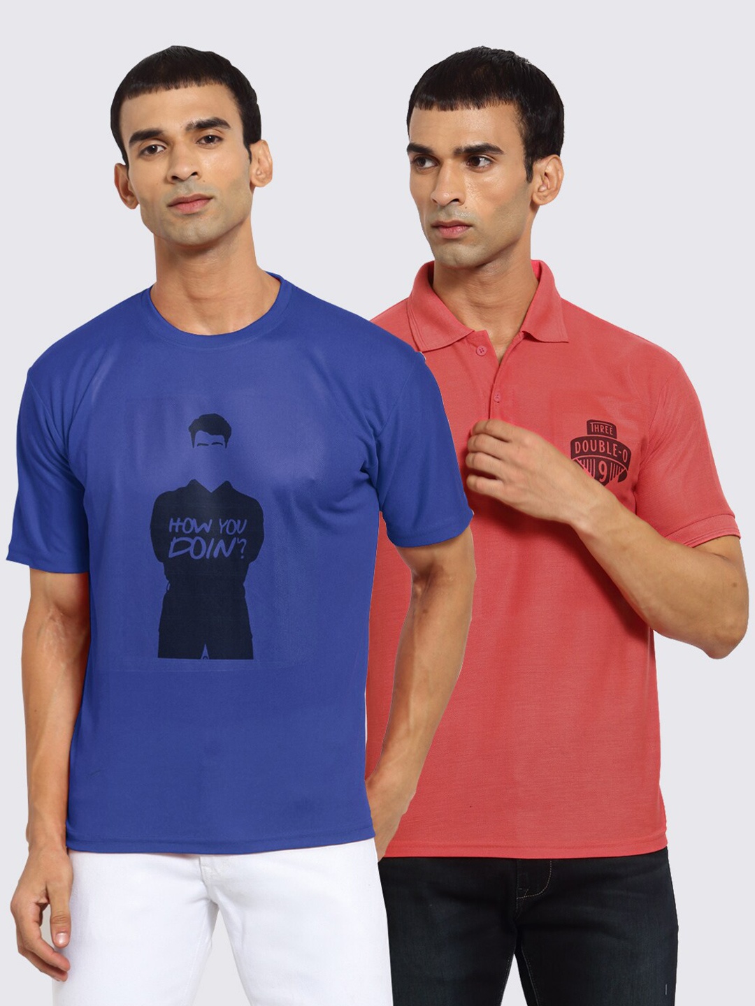 

KLOTTHE Men Pack Of 2 Friends T-shirts, Blue