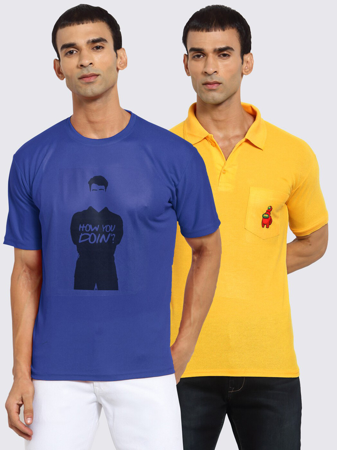 

KLOTTHE Men Blue 2 Polo Collar Pockets T-shirt