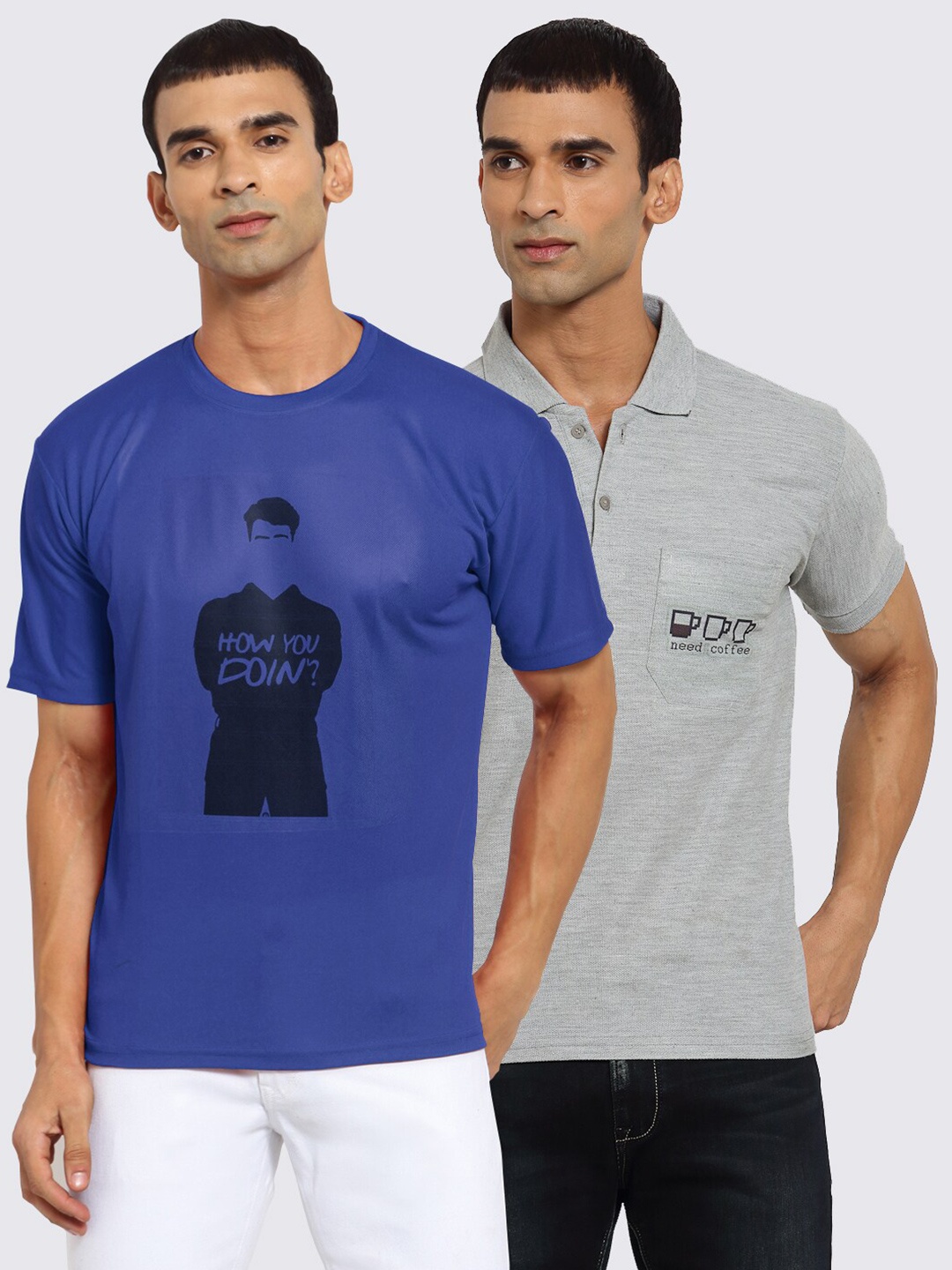 

KLOTTHE Men Pack Of 2 Friends T-shirts, Blue
