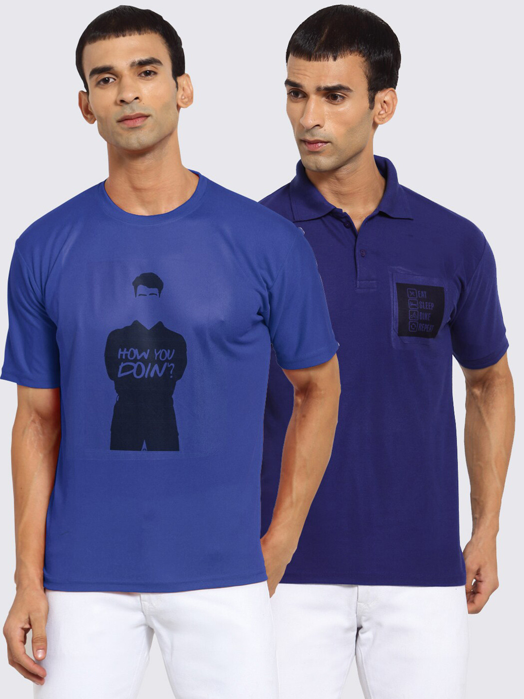 

KLOTTHE Men Blue 2 Polo Collar T-shirt