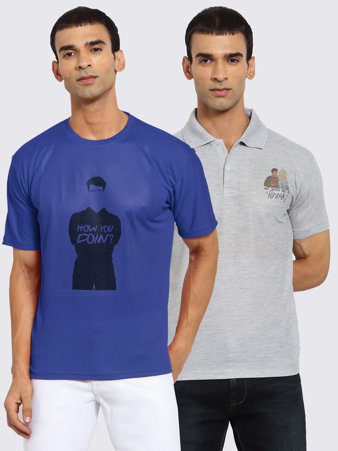 

KLOTTHE Men Pack of 2 Printed T-shirts, Blue