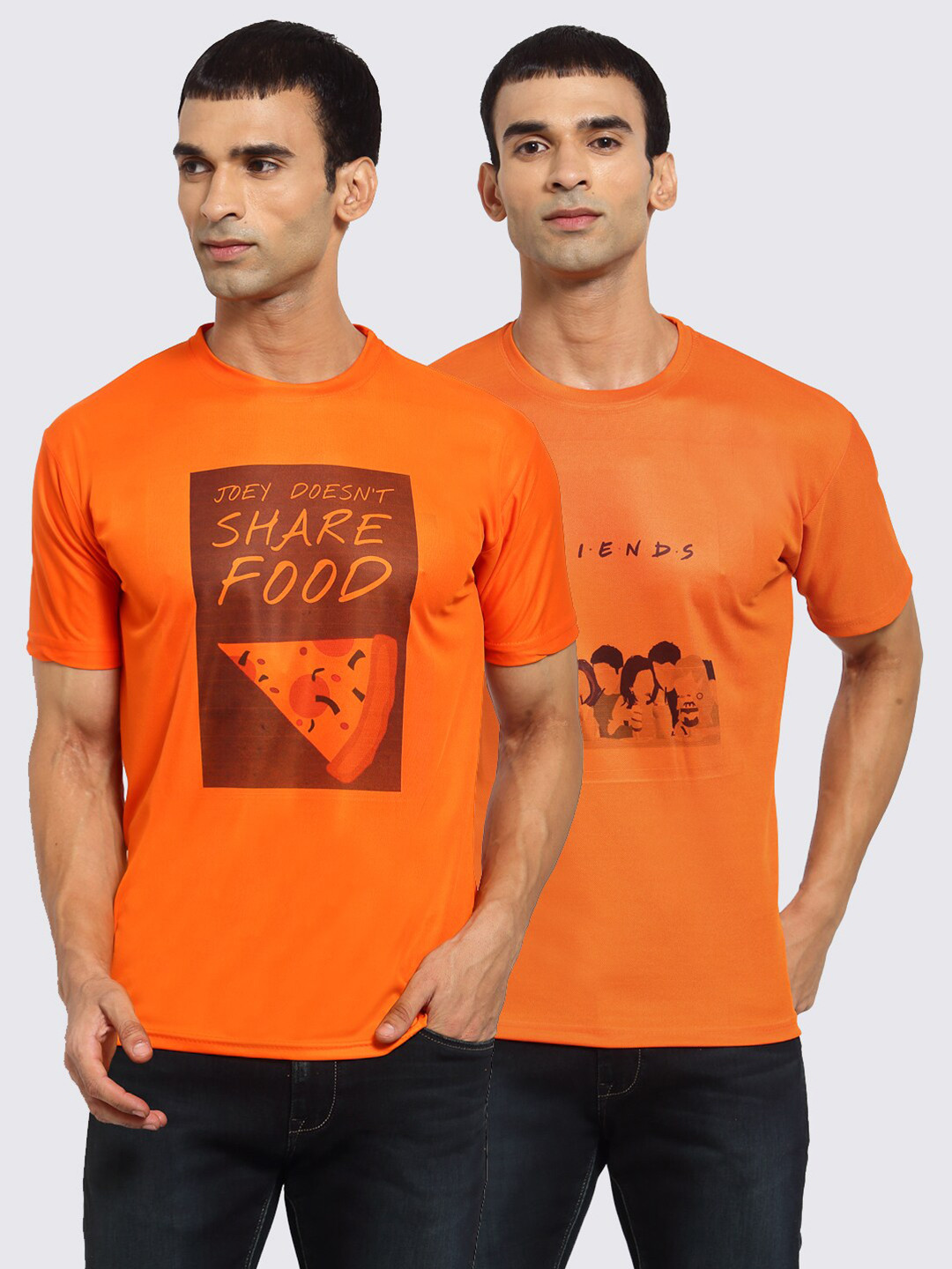 

KLOTTHE Men Orange & Black 2 Printed T-shirt
