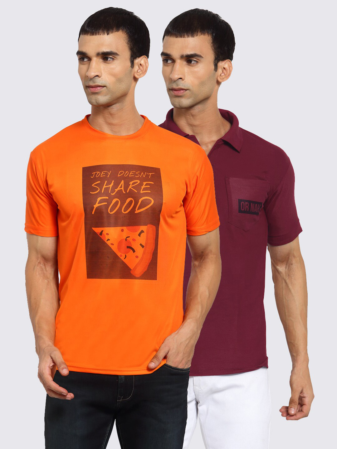

KLOTTHE Men Pack of 2 Printed T-shirts, Orange