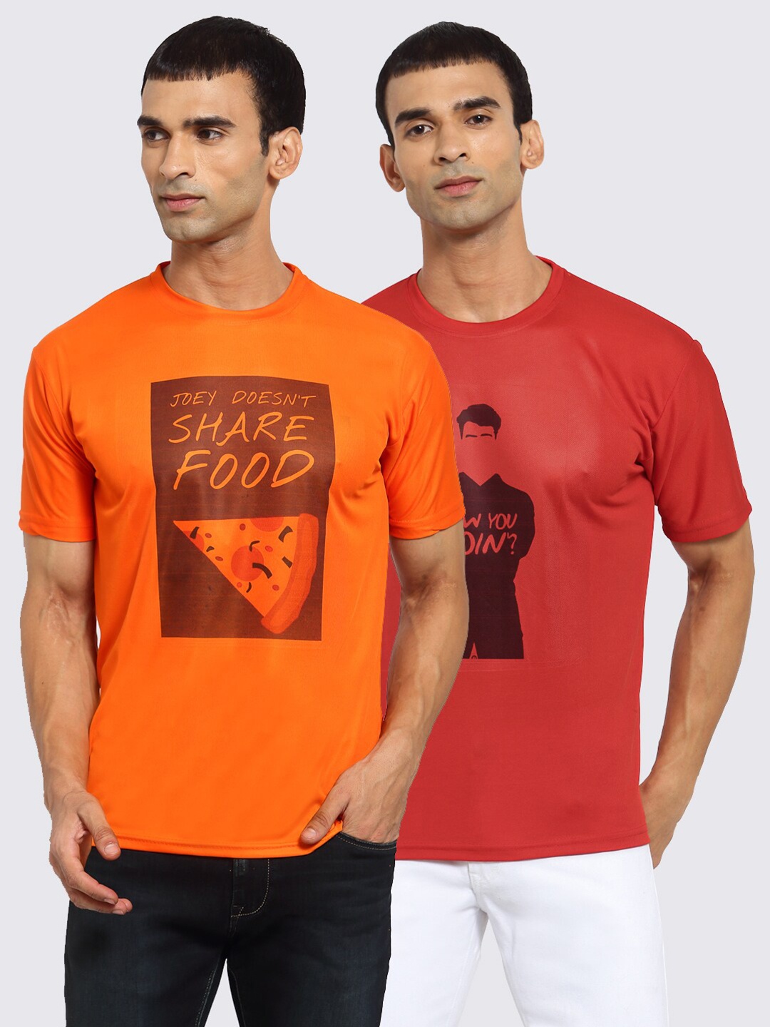 

KLOTTHE Men Pack Of 2 Friends Printed T-shirts, Orange