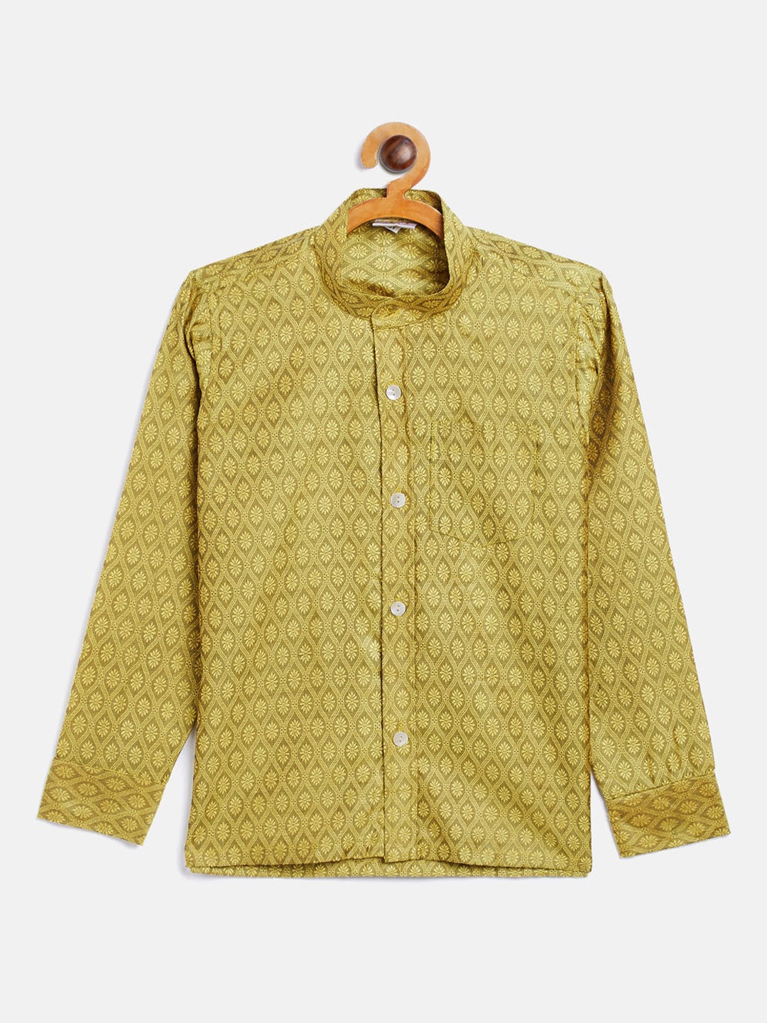 

VASTRAMAY Boys Mustard Opaque Printed Casual Shirt