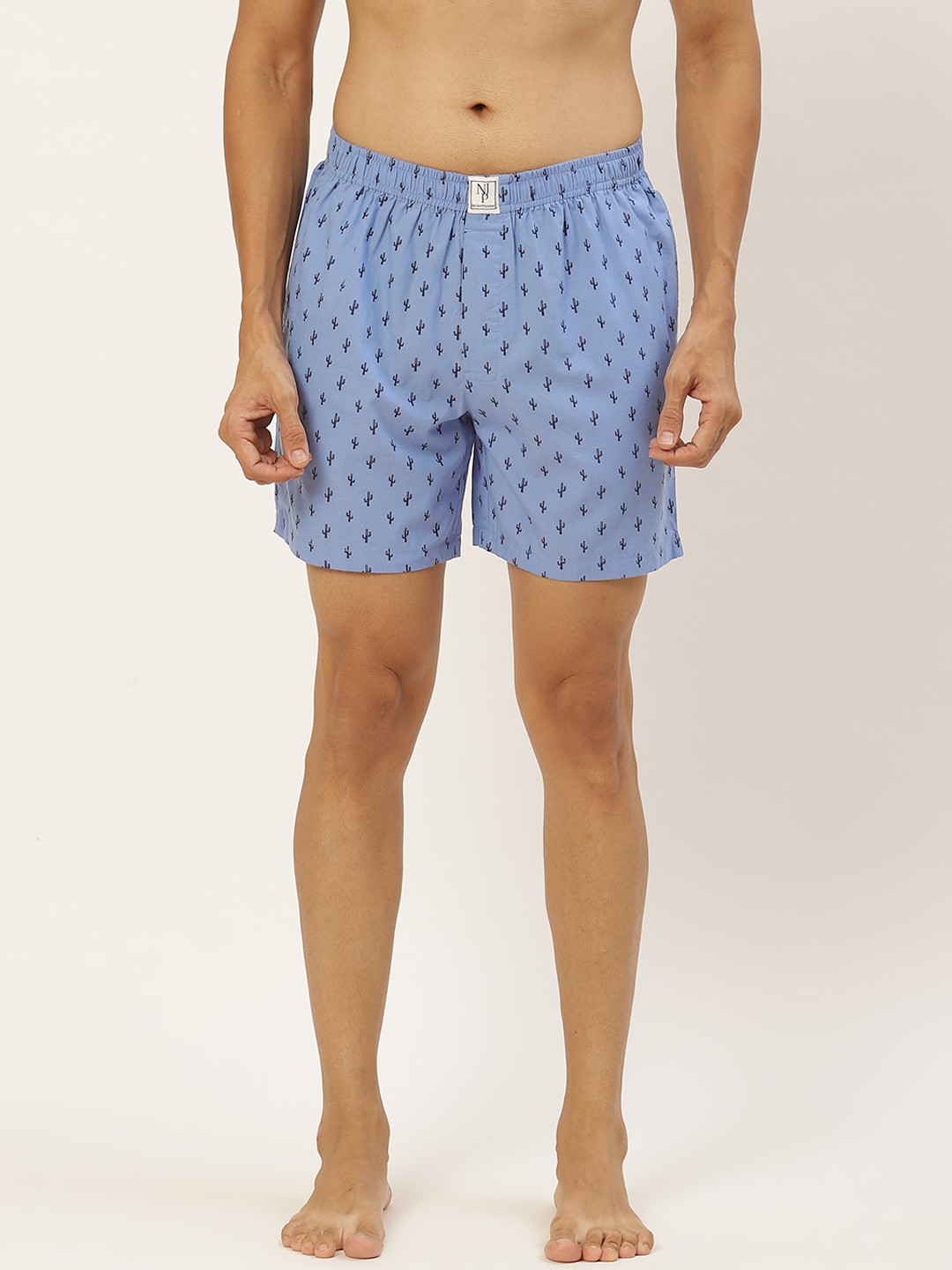 

Not Just Pyjamas Men Blue Printed Cotton Boxers NJP042