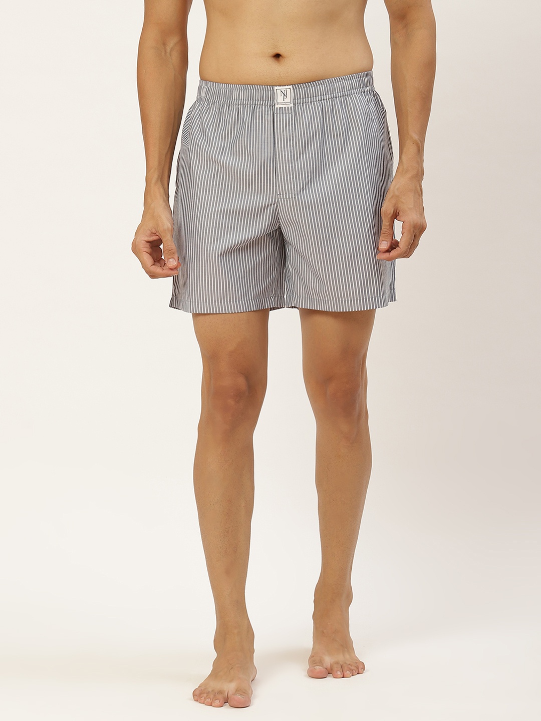 

Not Just Pyjamas Men Blue & White Striped Boxers NJP047
