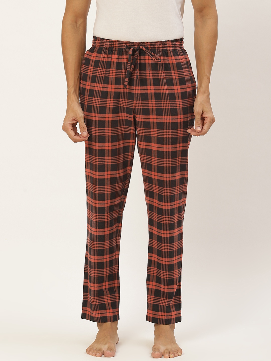 

Not Just Pyjamas Men Red & Black Checked Lounge Pant