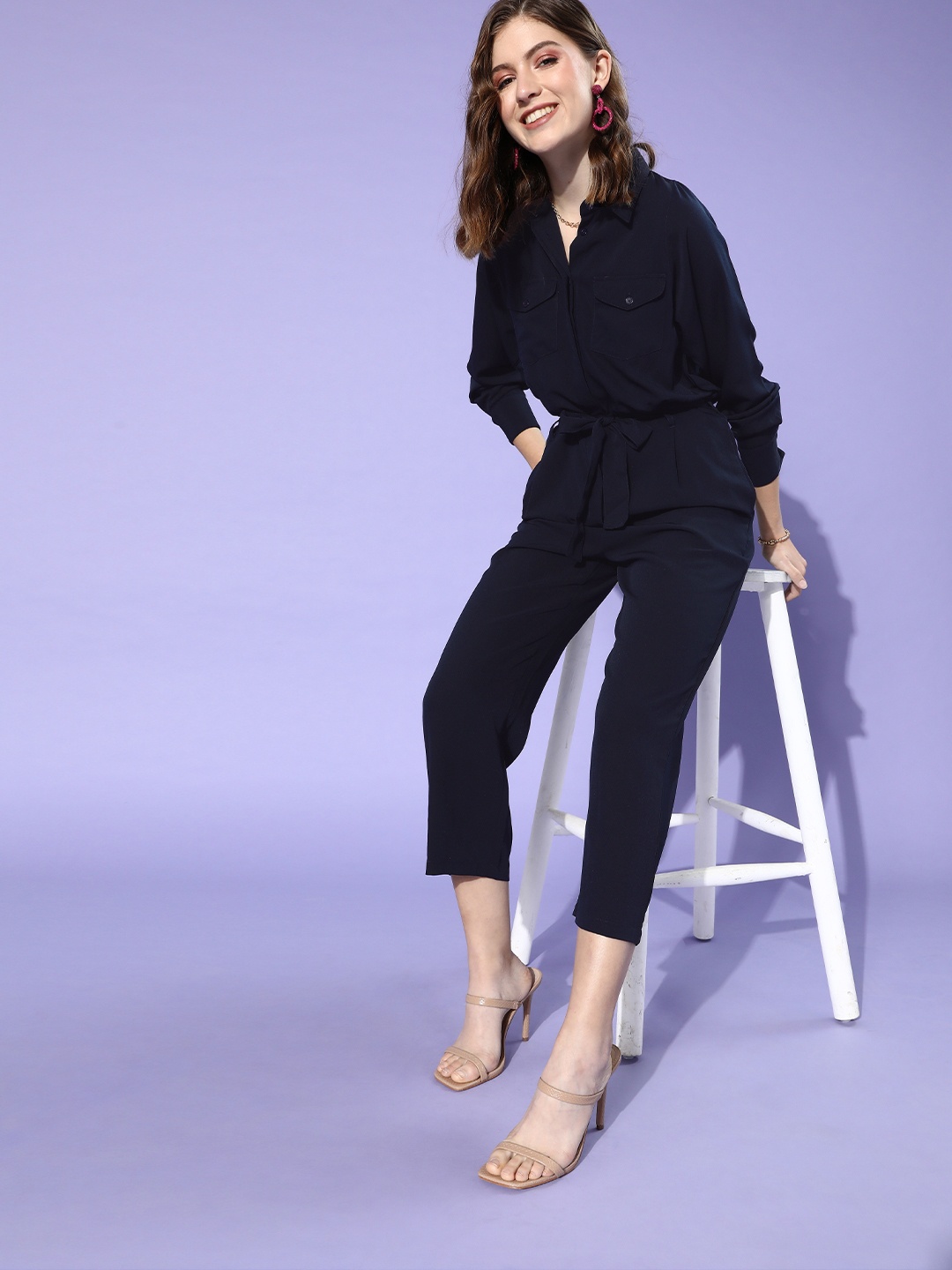 

The Vanca Women Deep Navy Blue Solid Boiler Jumpsuit