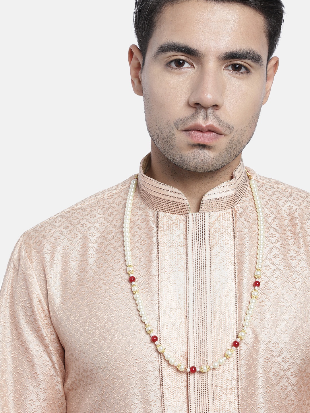 

I Jewels Men Maroon Gold-Plated Layered Necklace