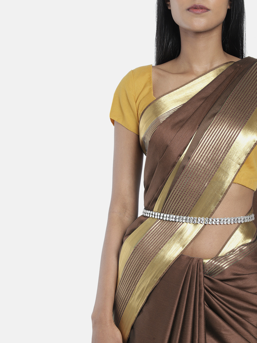 

I Jewels Rhodium-Plated Silver Kundan Studded Kamarbandh