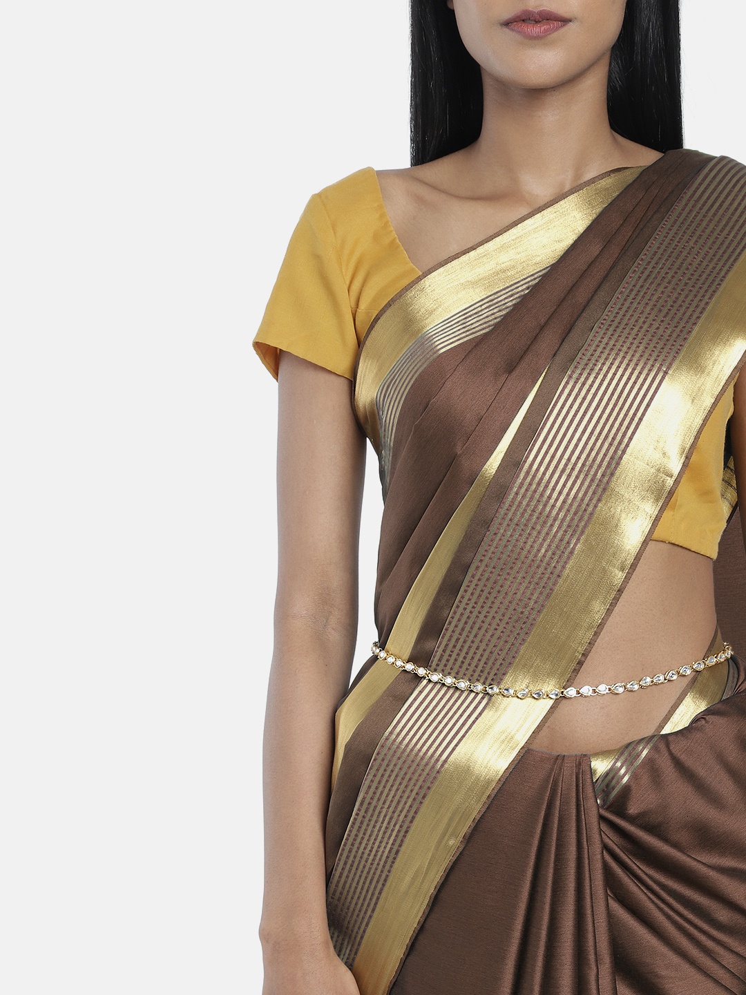 

I Jewels Gold-Plated White Kundan Studded Kamarbandh