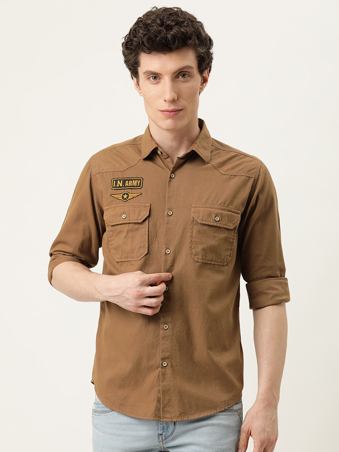 

IVOC Men Brown Slim Fit Opaque Casual Shirt