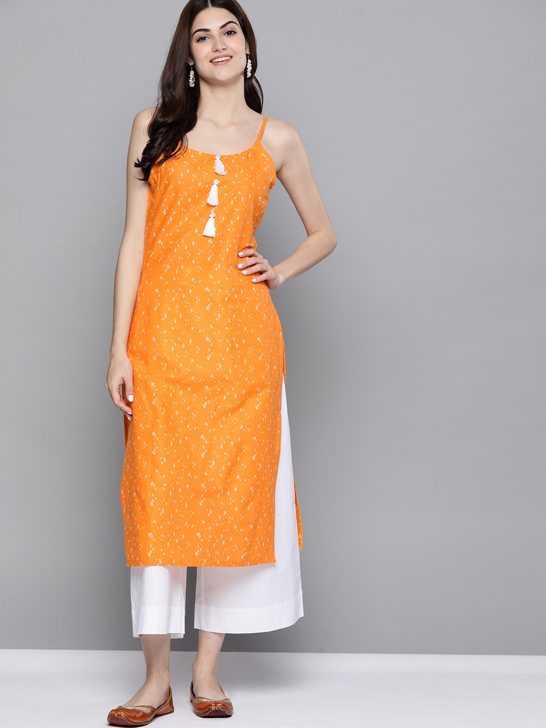 

HERE&NOW Women Orange Printed Kurta