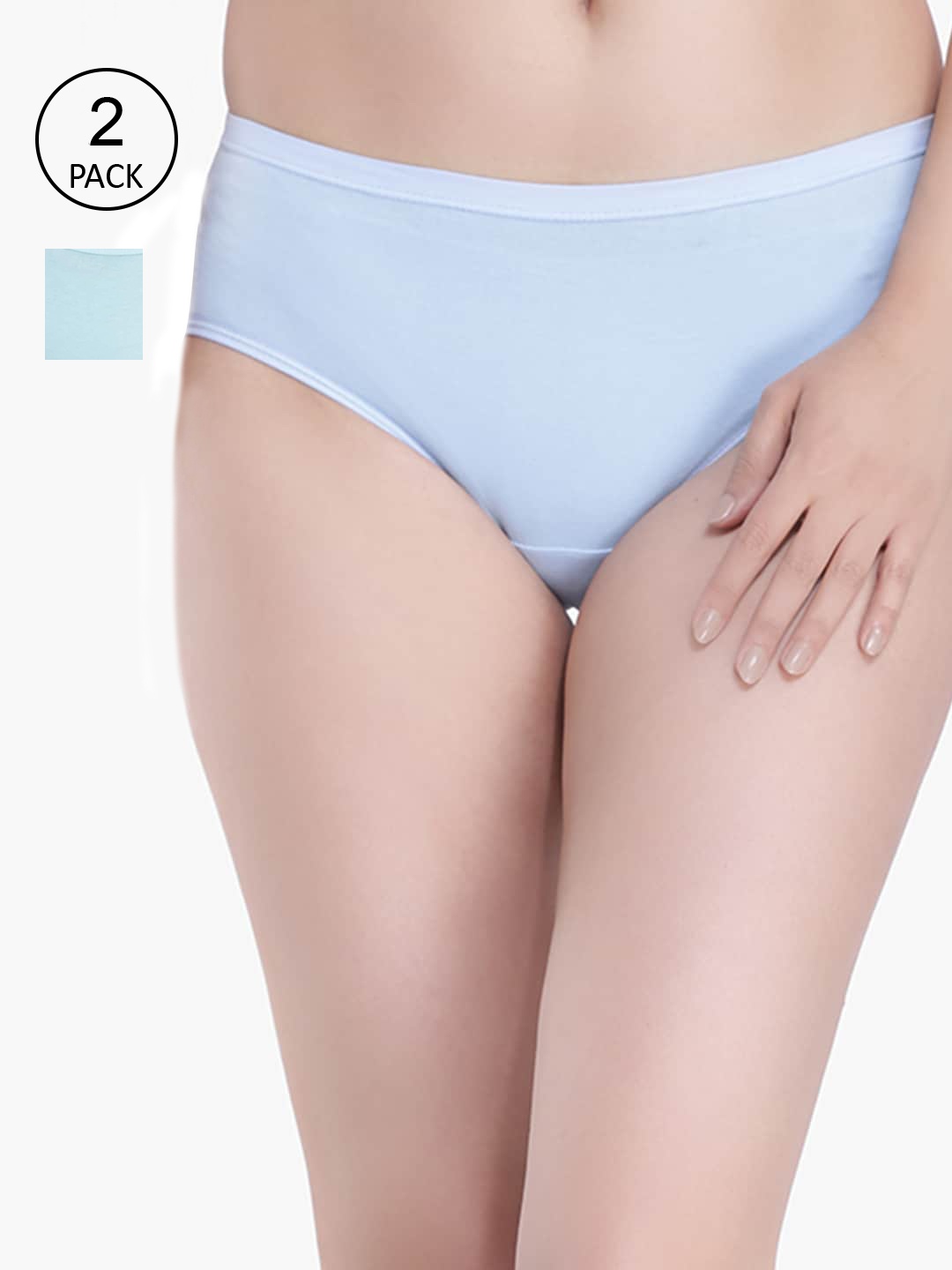 

Anoma Women Pack of 2 Solid Cotton Hipster Briefs, Blue