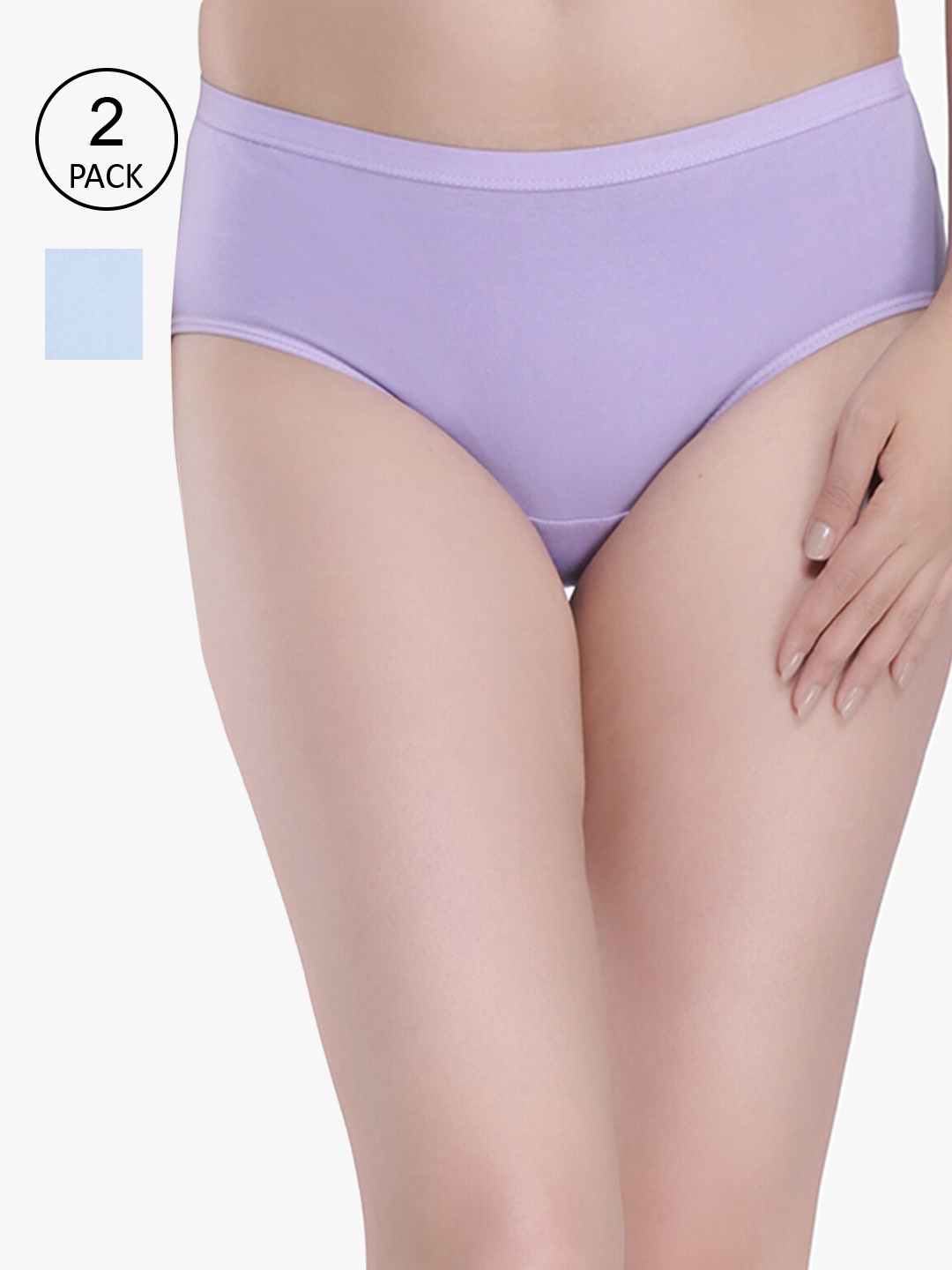 

Anoma Women Pack Of 2 Solid Cotton Hipster Briefs, Blue