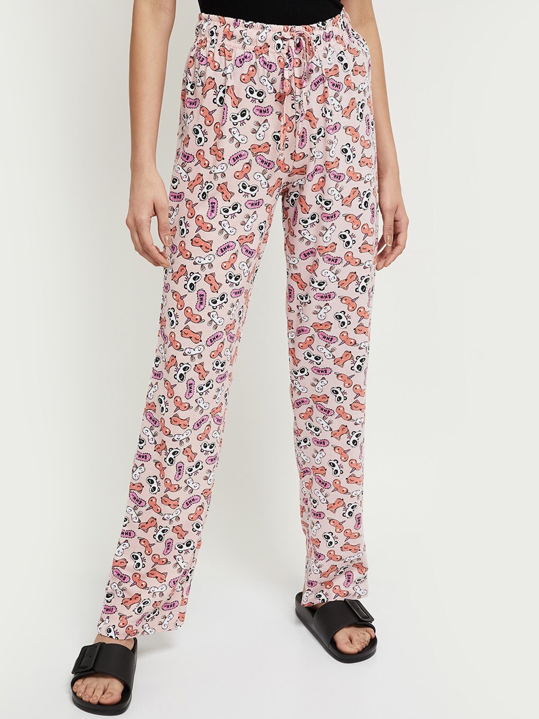 

Max Women Pink & Peach Printed Pure Cotton Lounge Pants