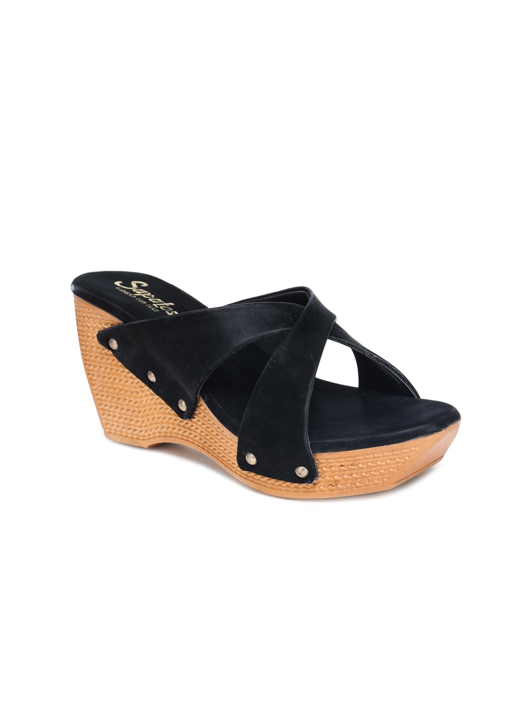 

SAPATOS Black & Beige Comfort Wedge Mules