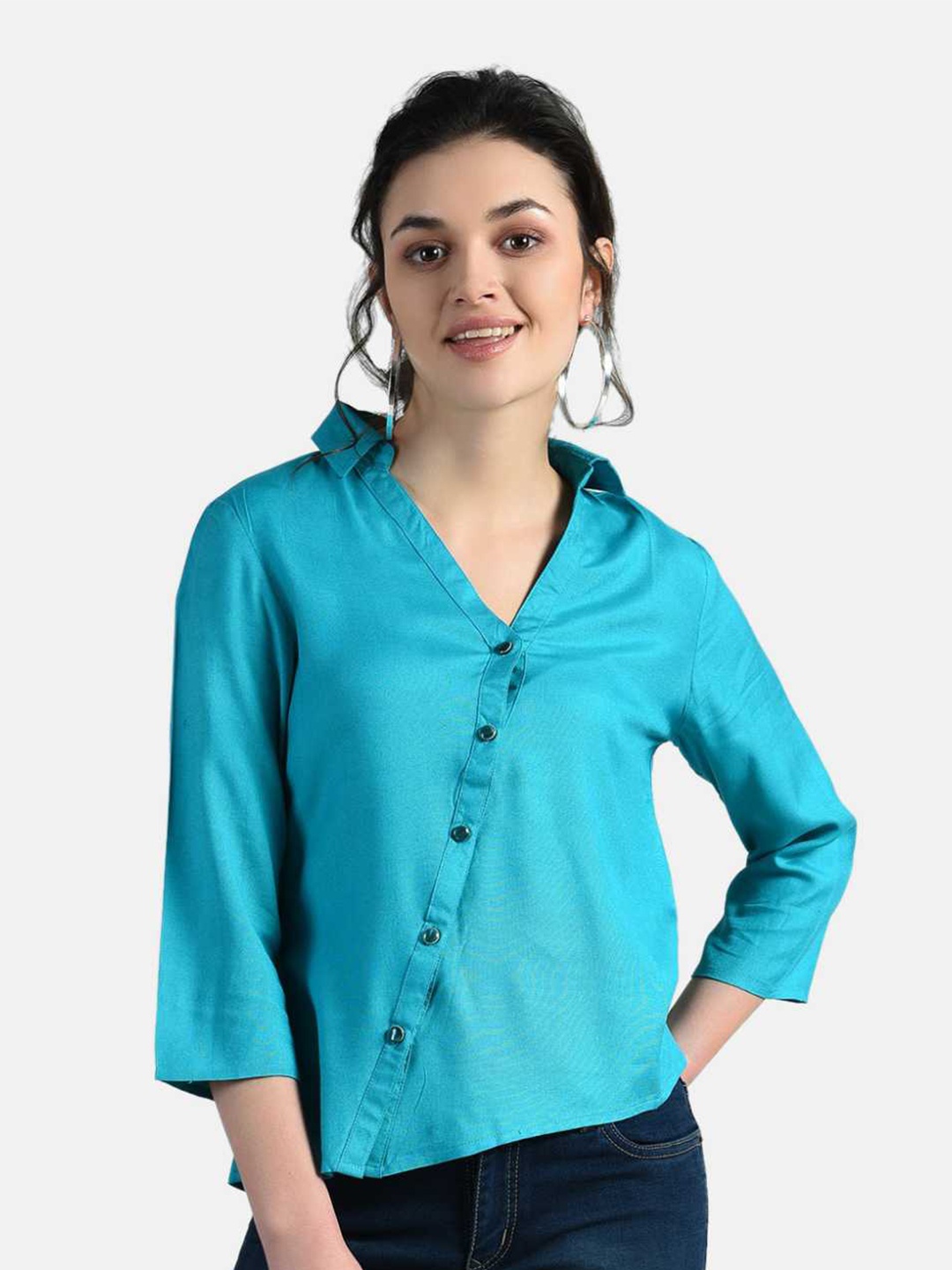 

AARA Blue Shirt Style Top