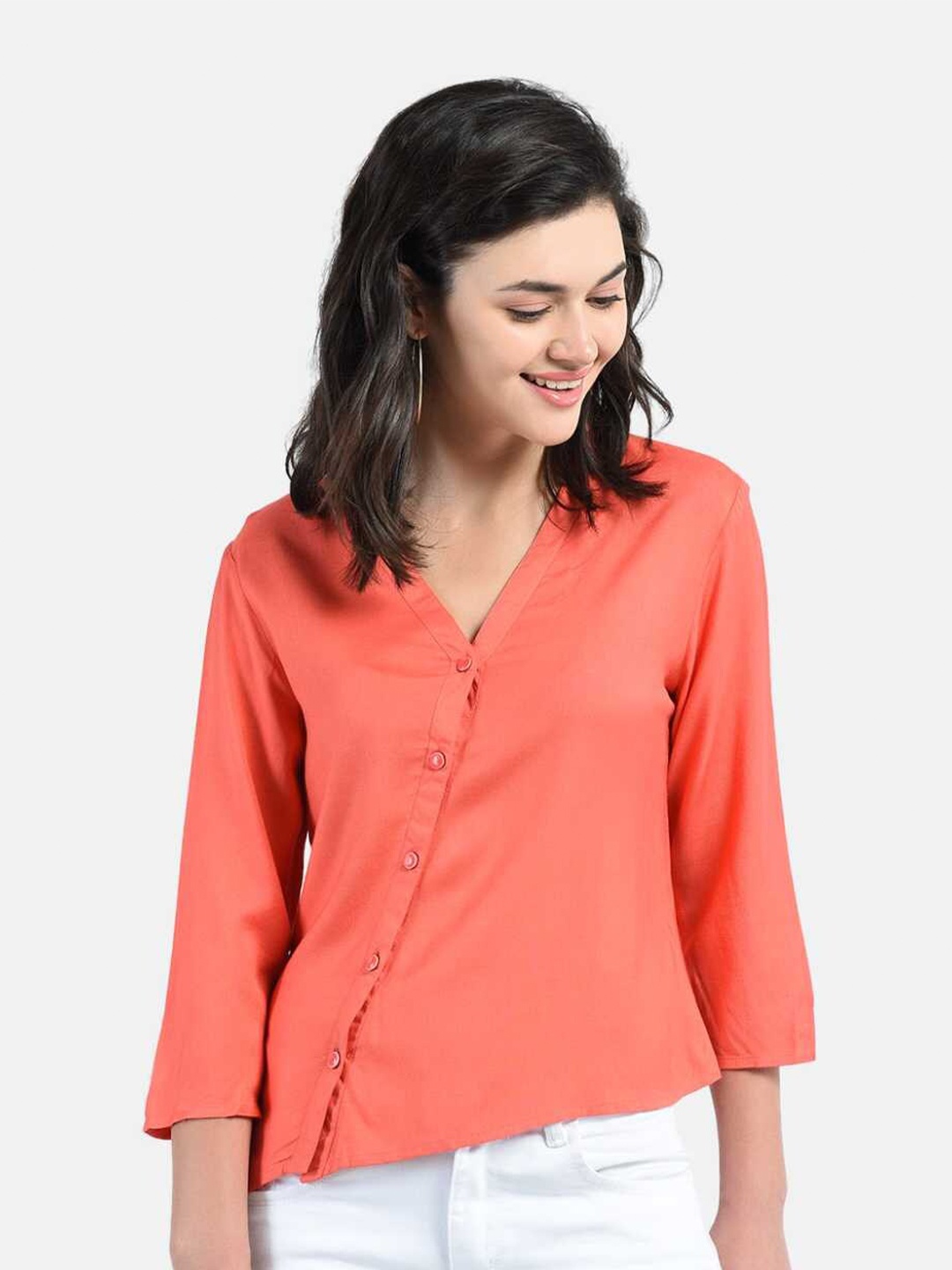 

AARA Orange Shirt Style Top