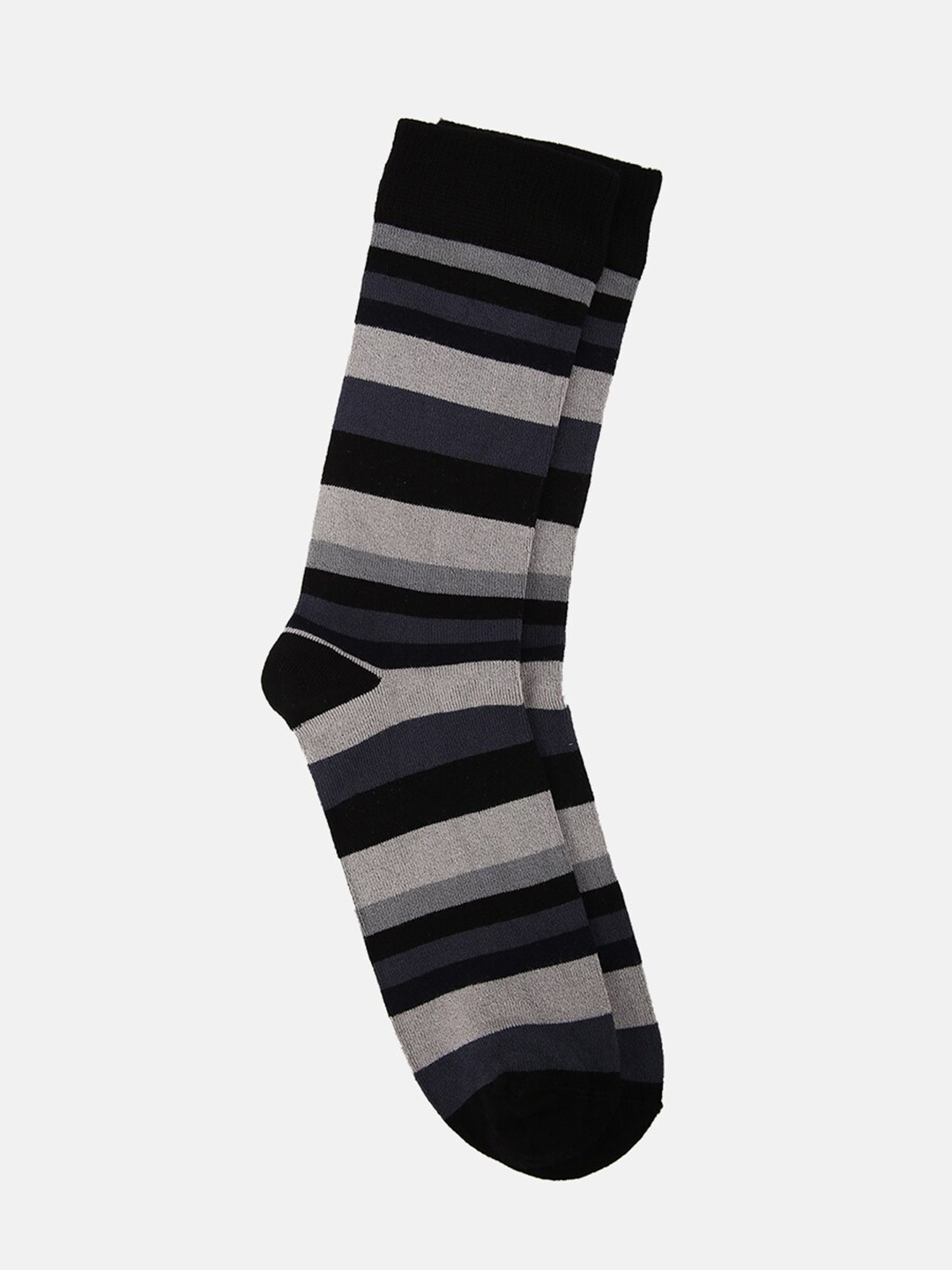 

LINDBERGH Men Black & Grey Striped Calf-Length Socks