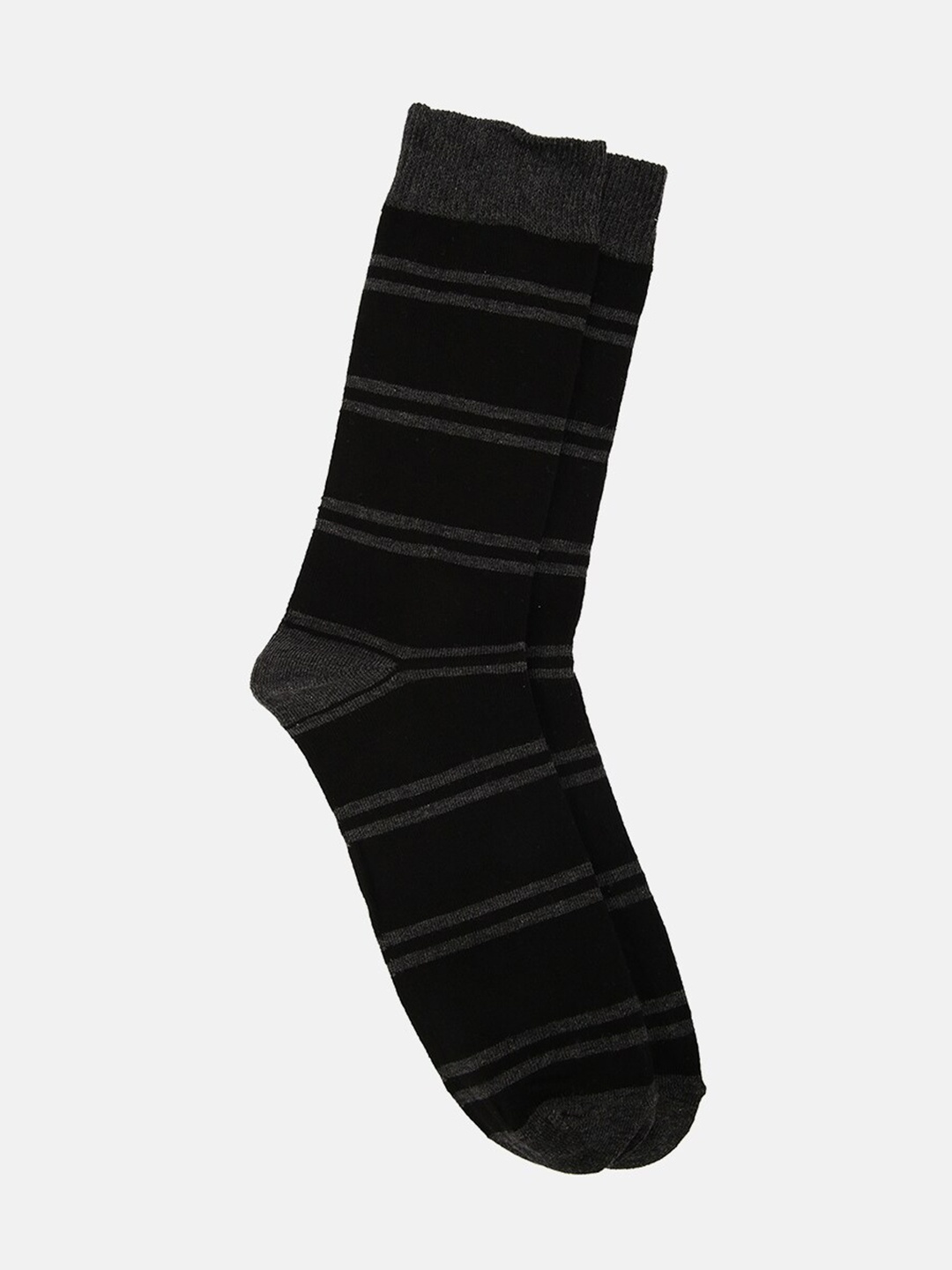 

LINDBERGH Men Black & Grey Striped Calf-Length Socks