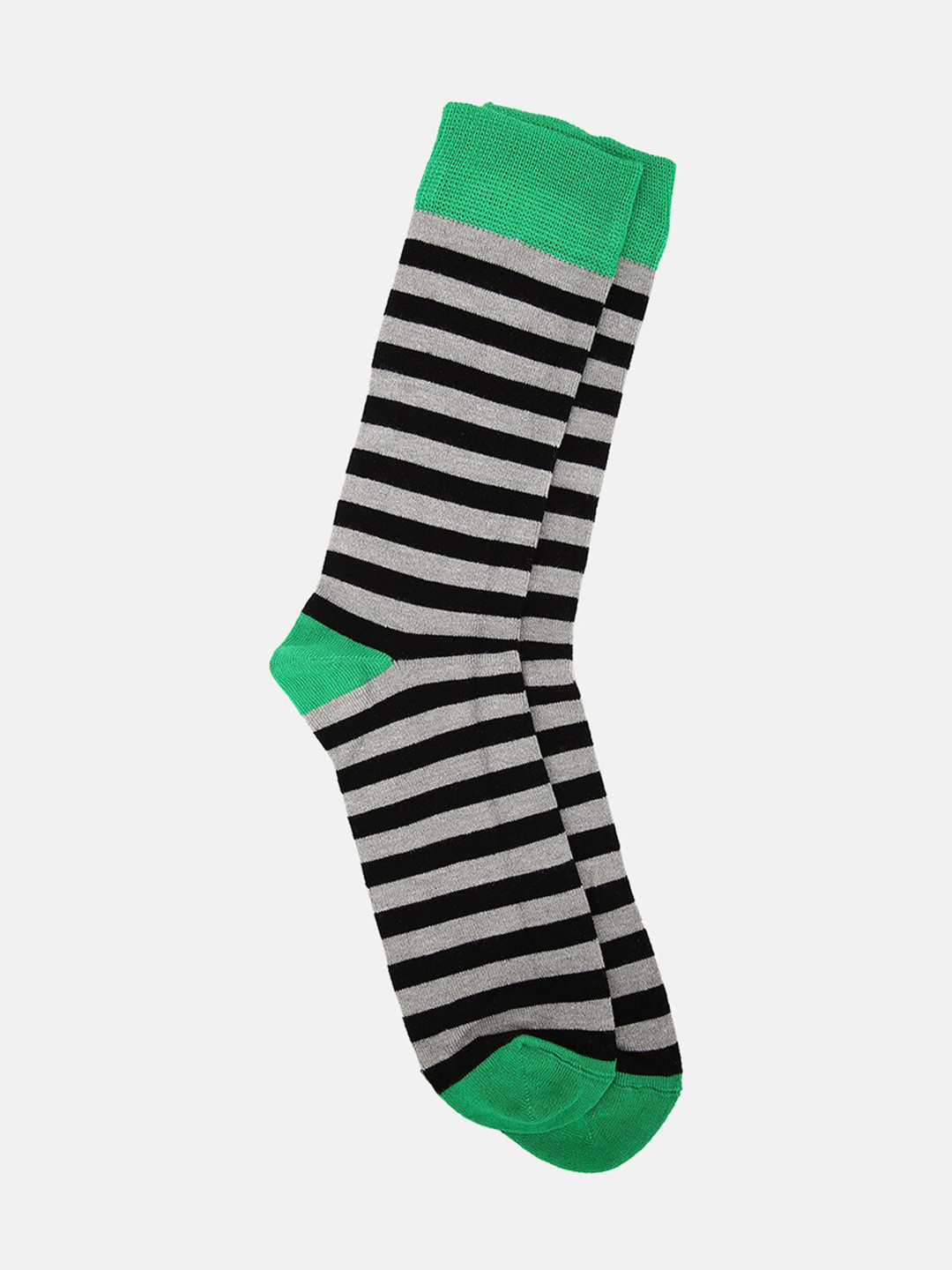 

LINDBERGH Men Grey & Black Striped Calf-Length Socks