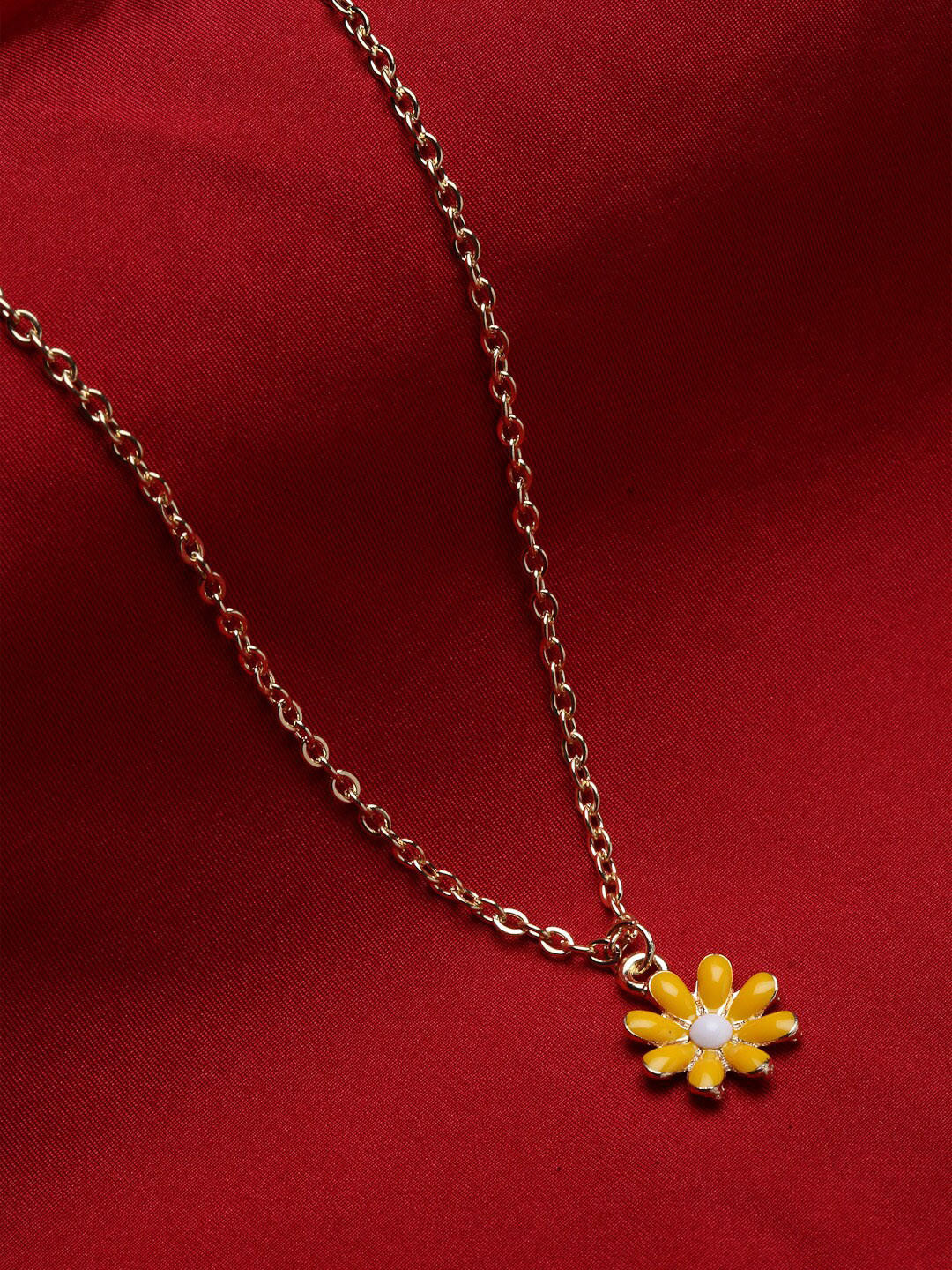 

VOGUE PANASH Yellow & White Brass Gold-Plated Handcrafted Pendant With Chain