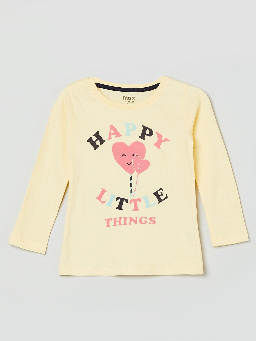 

max Yellow Printed Cotton Regular Top