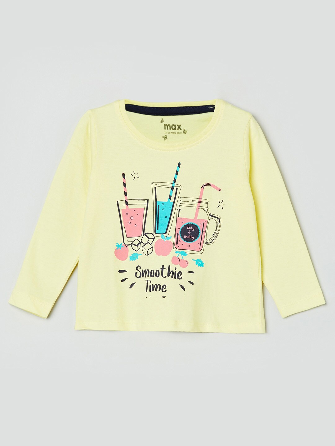 

max Girls Yellow Graphic Printed T-shirts