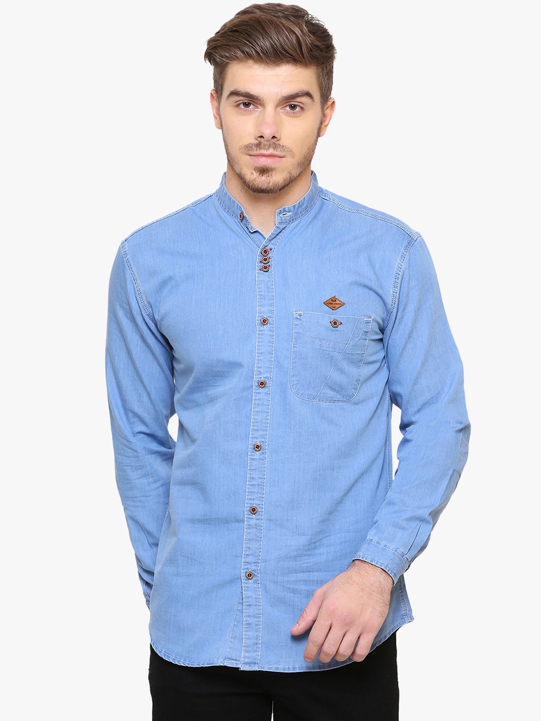 

Kuons Avenue Men Blue Smart Slim Fit Opaque Casual Denim Shirt