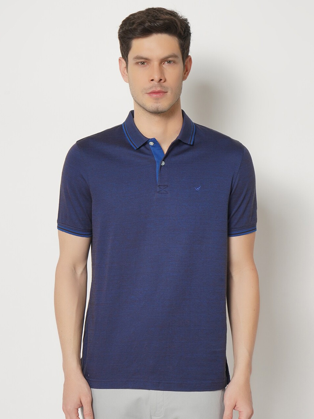 

Blackberrys Men Navy Blue Polo Collar Slim Fit Cotton Pure Cotton T-shirt