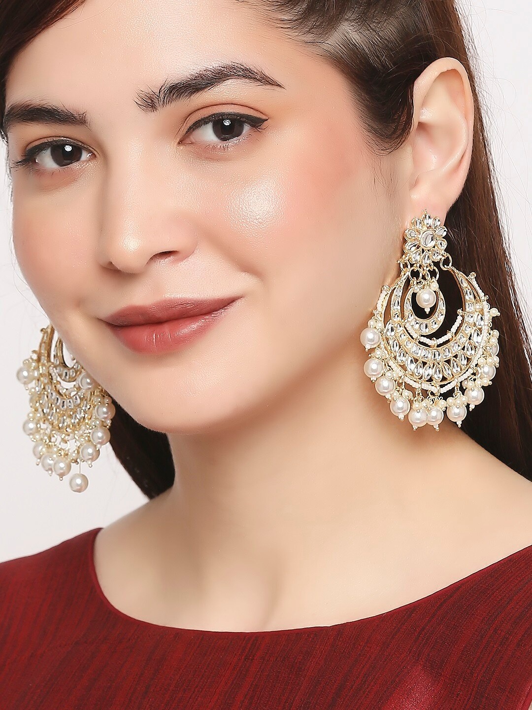 

OOMPH Gold-Toned Floral Chandbalis Earrings