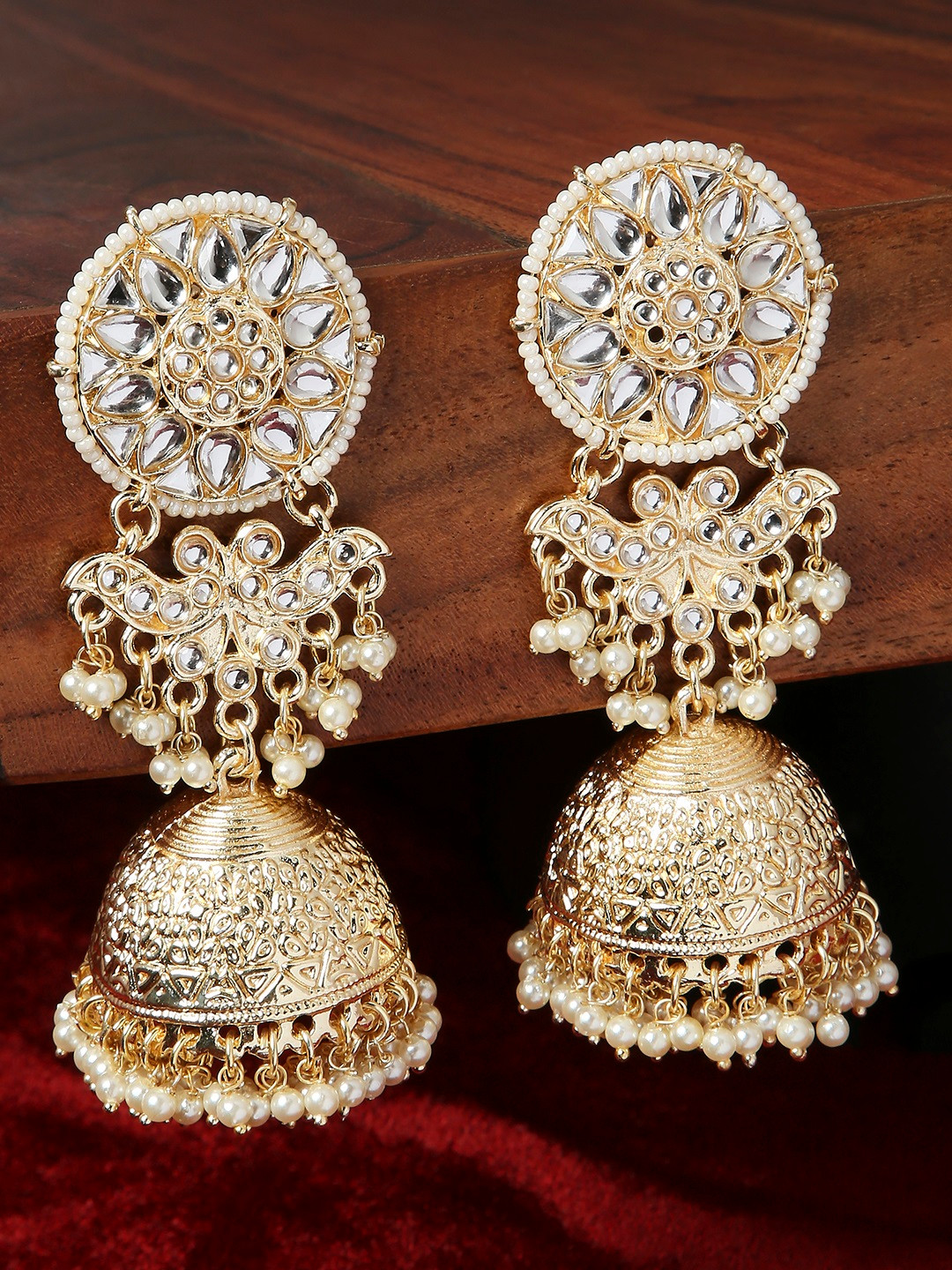 

OOMPH Gold-Toned Floral Jhumkas Earrings