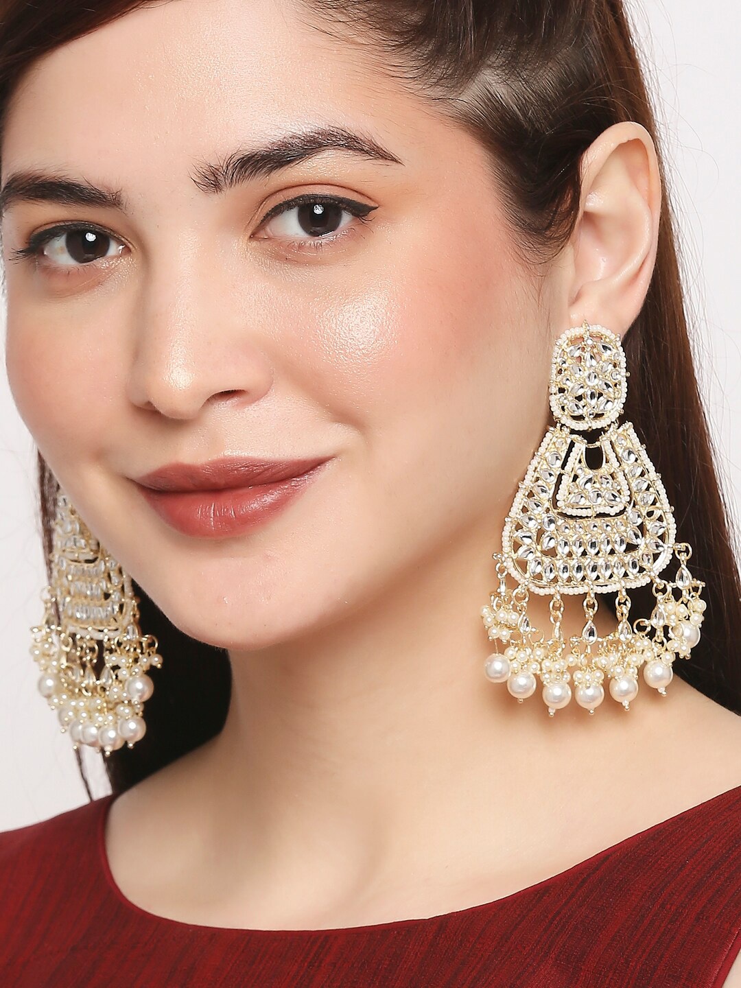 

OOMPH Gold-Toned Contemporary Chandbalis Earrings