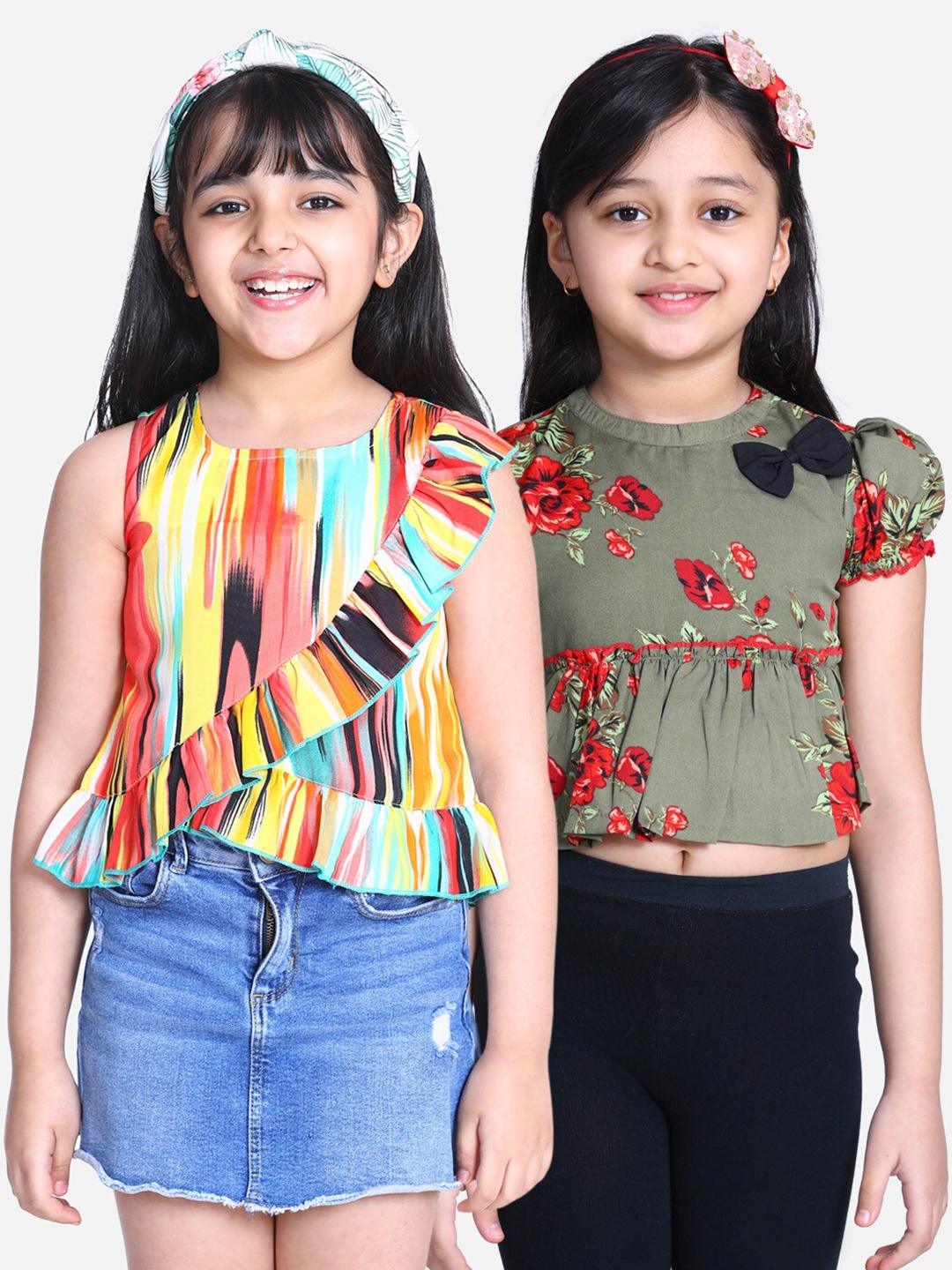 

Cutiekins Pack Of 2 Printed Crepe Tops, Yellow