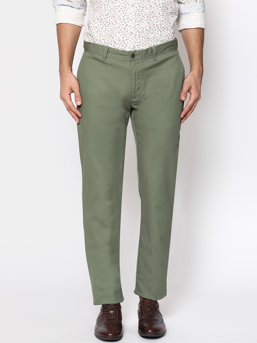 

Blackberrys Men Olive Green B-95 Slim Fit Chinos Trousers