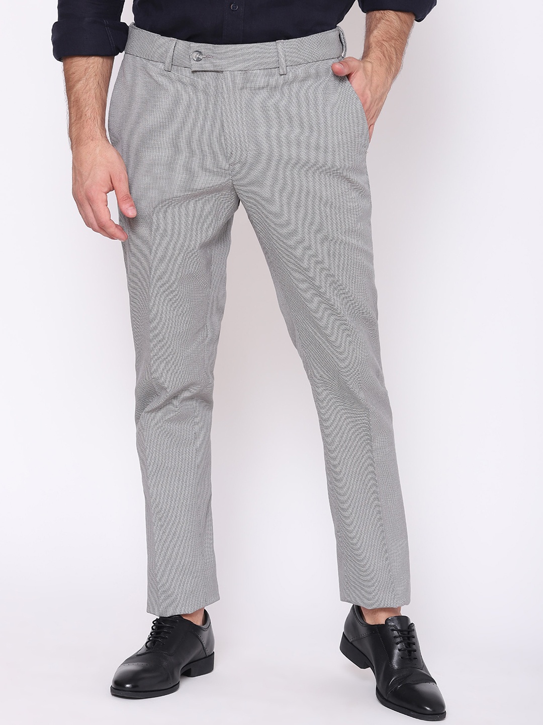 

Blackberrys Men Grey B-95 Slim Fit Cotton Trousers