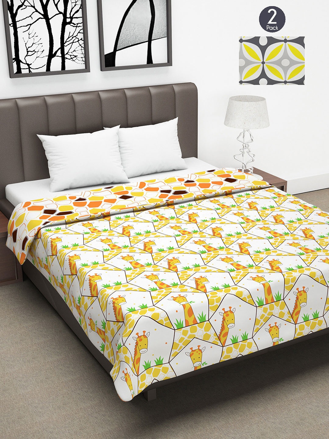 

Divine Casa Yellow & Orange Set of 2 Mild Winter 120 GSM Double Bed Dohars