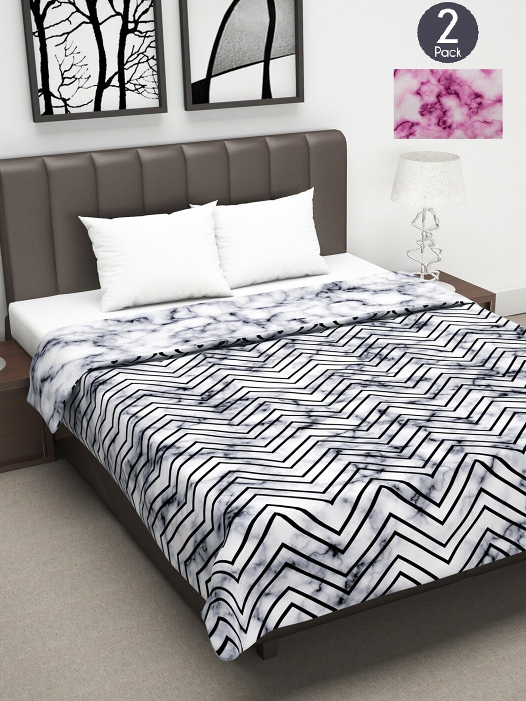 

Divine Casa Grey & Pink Set of 2 Mild Winter 120 GSM Double Bed Dohars