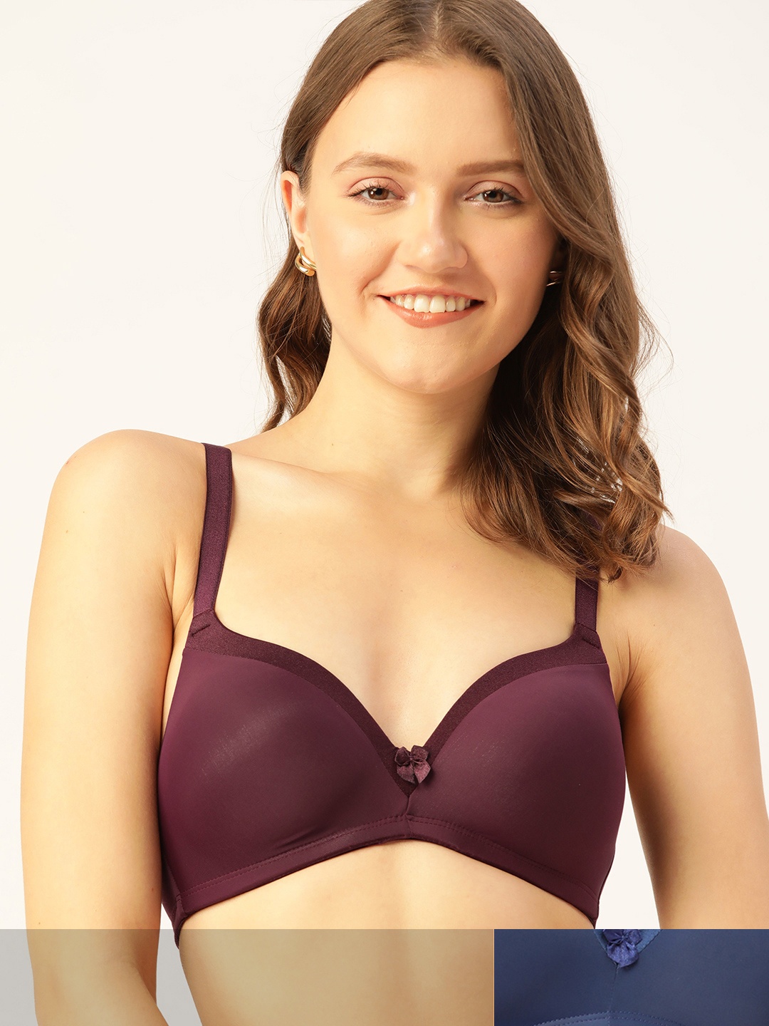 

DressBerry Solid Pack of 2 T-shirt Bra Lightly Padded, Burgundy