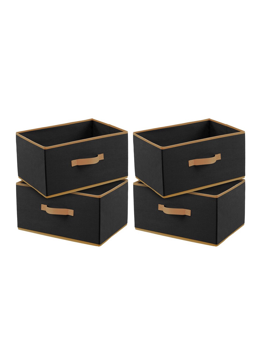 

Kuber Industries Set Of 4 Black & Beige Solid Rectangular Foldable Storage Organizers